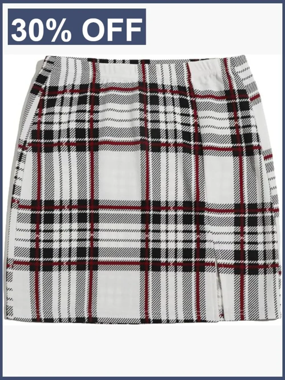 Plaid High Waisted Bodycon Mini Skirt with Slit Hem Pencil Skirt